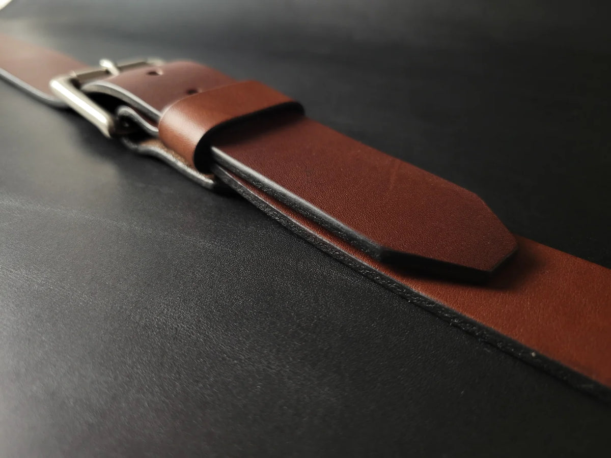 1.5" CHICAGO SCREW LEATHER BELT - nickel matte buckle