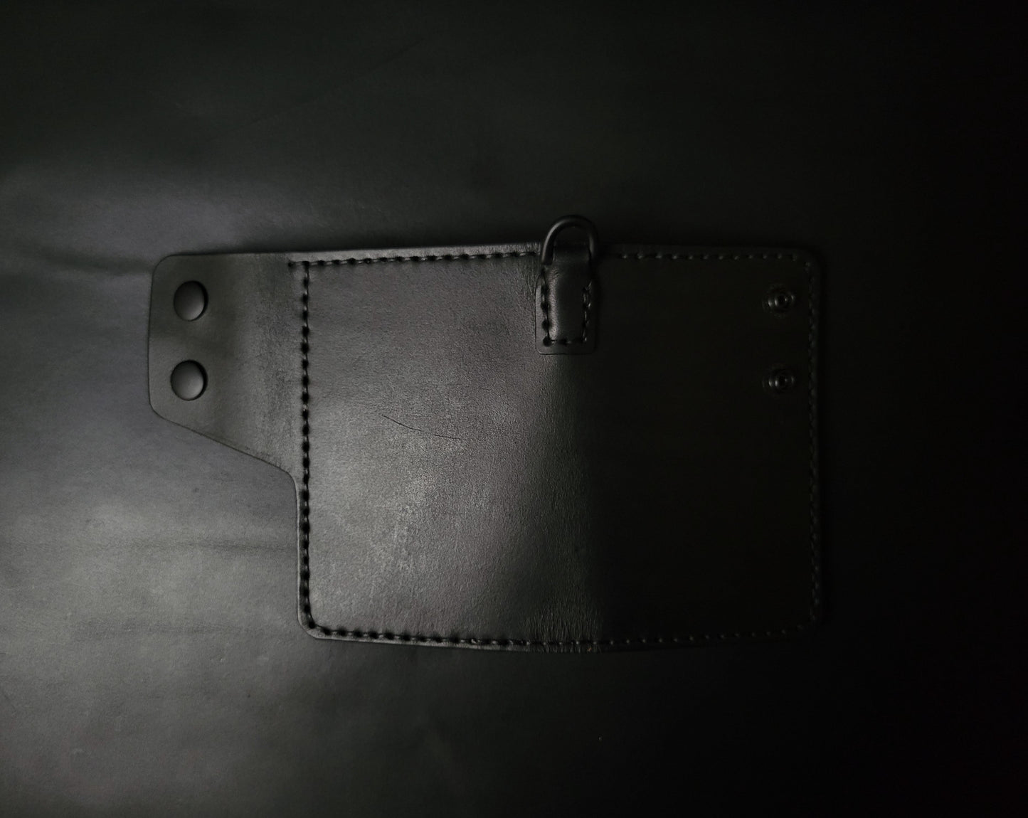 6 POCKET BIKER WALLET - black leather/D-ring