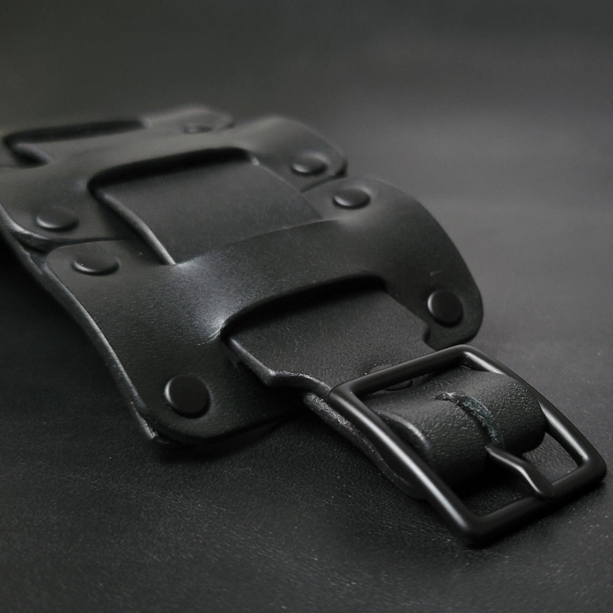 LEATHER CUFF BRACELET / BIKER'S WRISTBAND - black leather