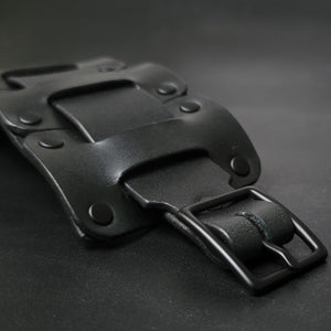 LEATHER CUFF BRACELET / BIKER'S WRISTBAND - black leather
