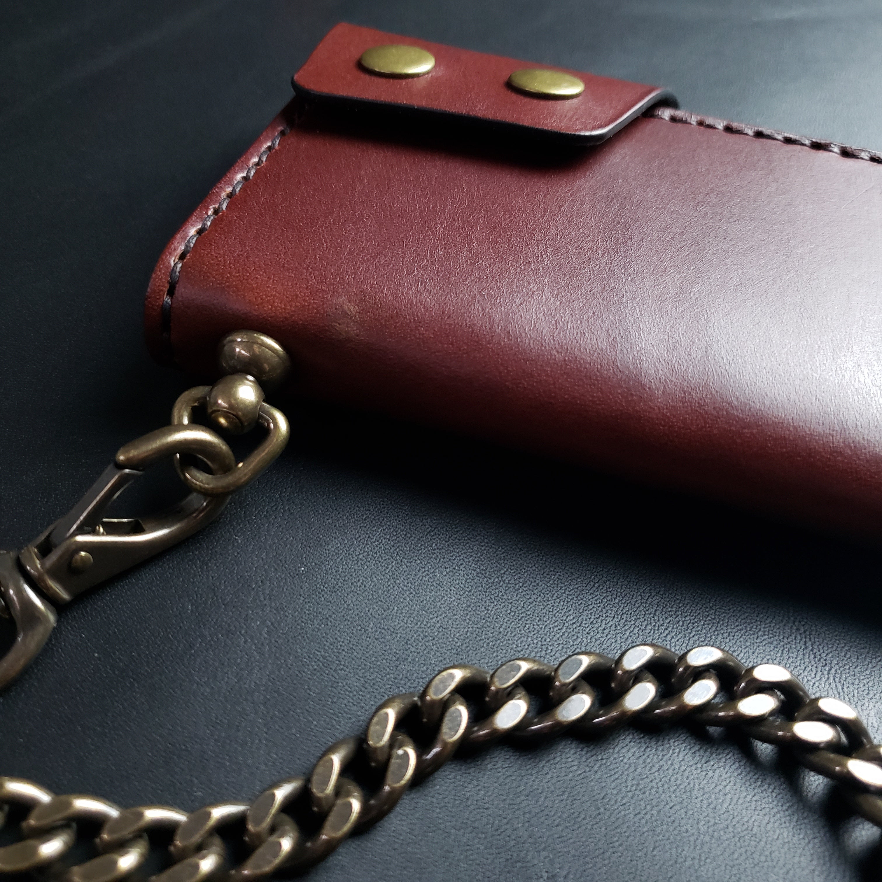 6 Pocket Biker Wallet – Brown / Antique Brass