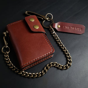 6 Pocket Biker Wallet – Brown / Antique Brass