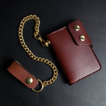 Load image into Gallery viewer, 6 Pocket Biker Wallet – Brown / Natural Brass
