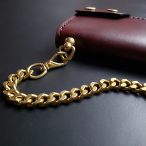 6 Pocket Biker Wallet – Brown / Natural Brass