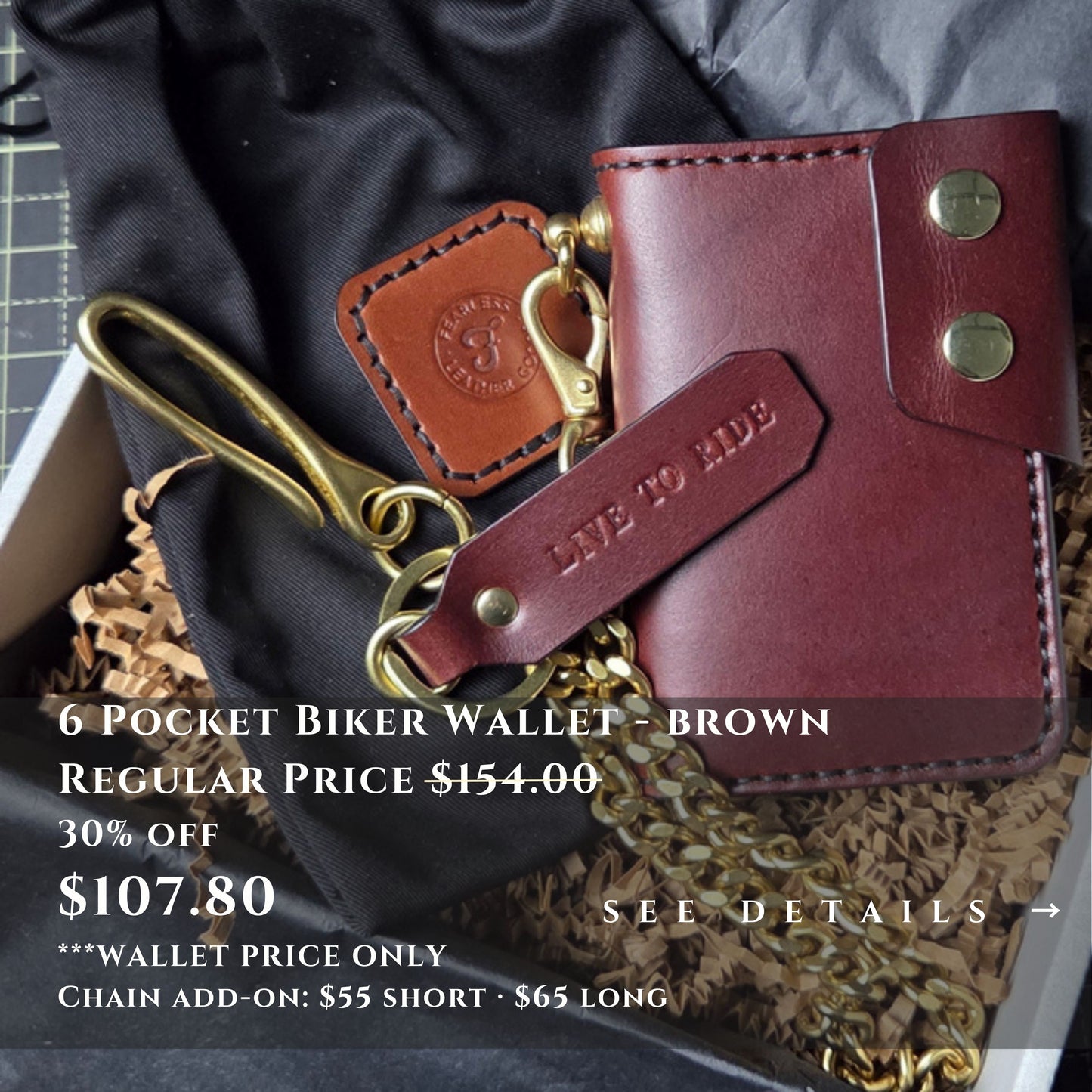 6 POCKET BIKER WALLET - Ready to Ship Special Pricing
