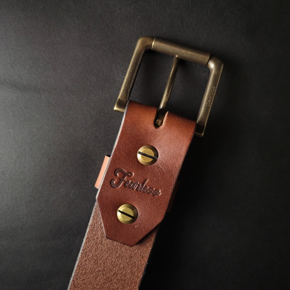 1.5" CHICAGO SCREW LEATHER BELT - antique brass buckle