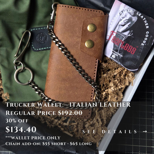TRUCKER WALLET ITALIAN LEATHER - Ready to Ship Special Pricing