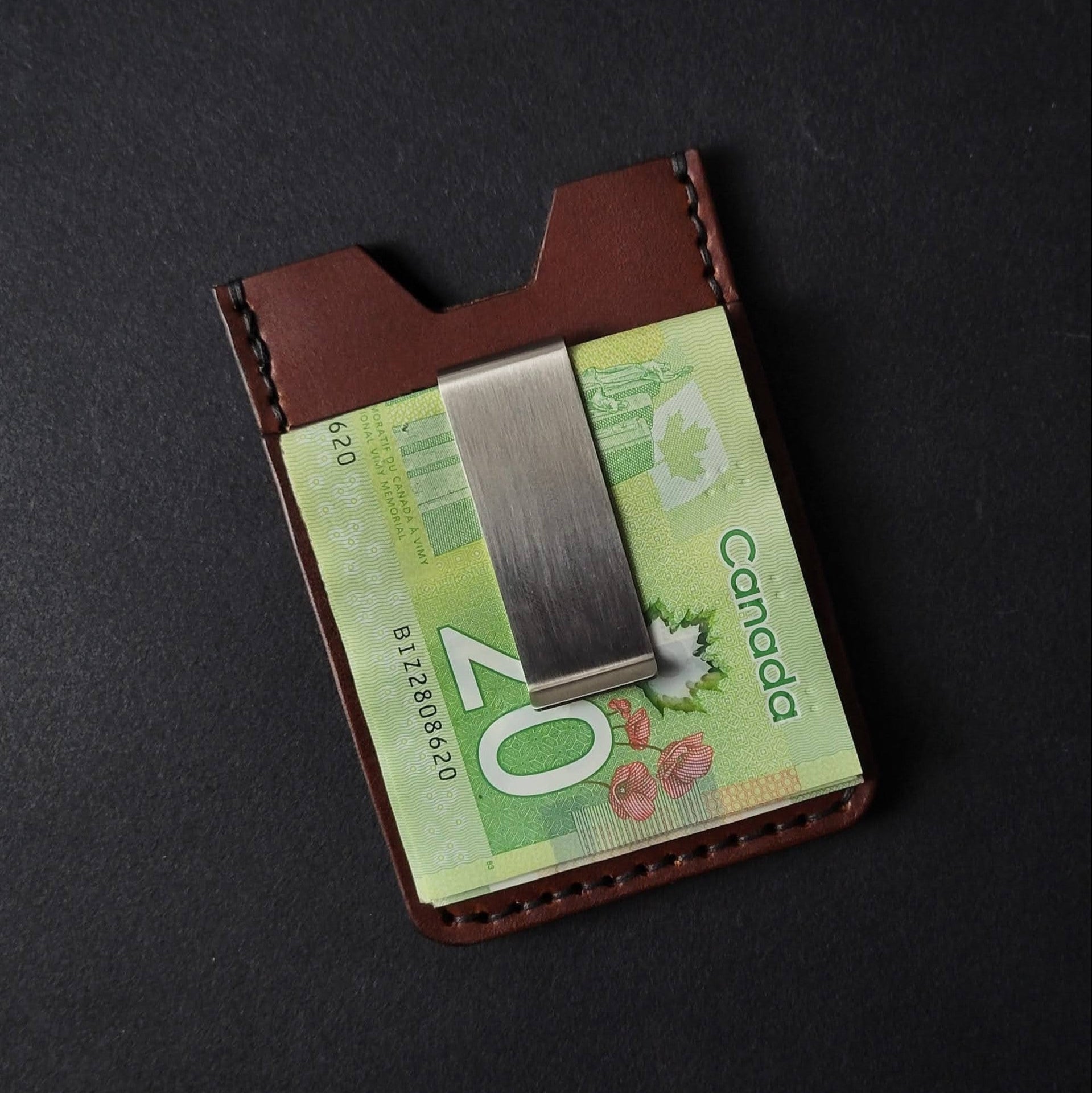 MONEY CLIP WALLET  - dark brown