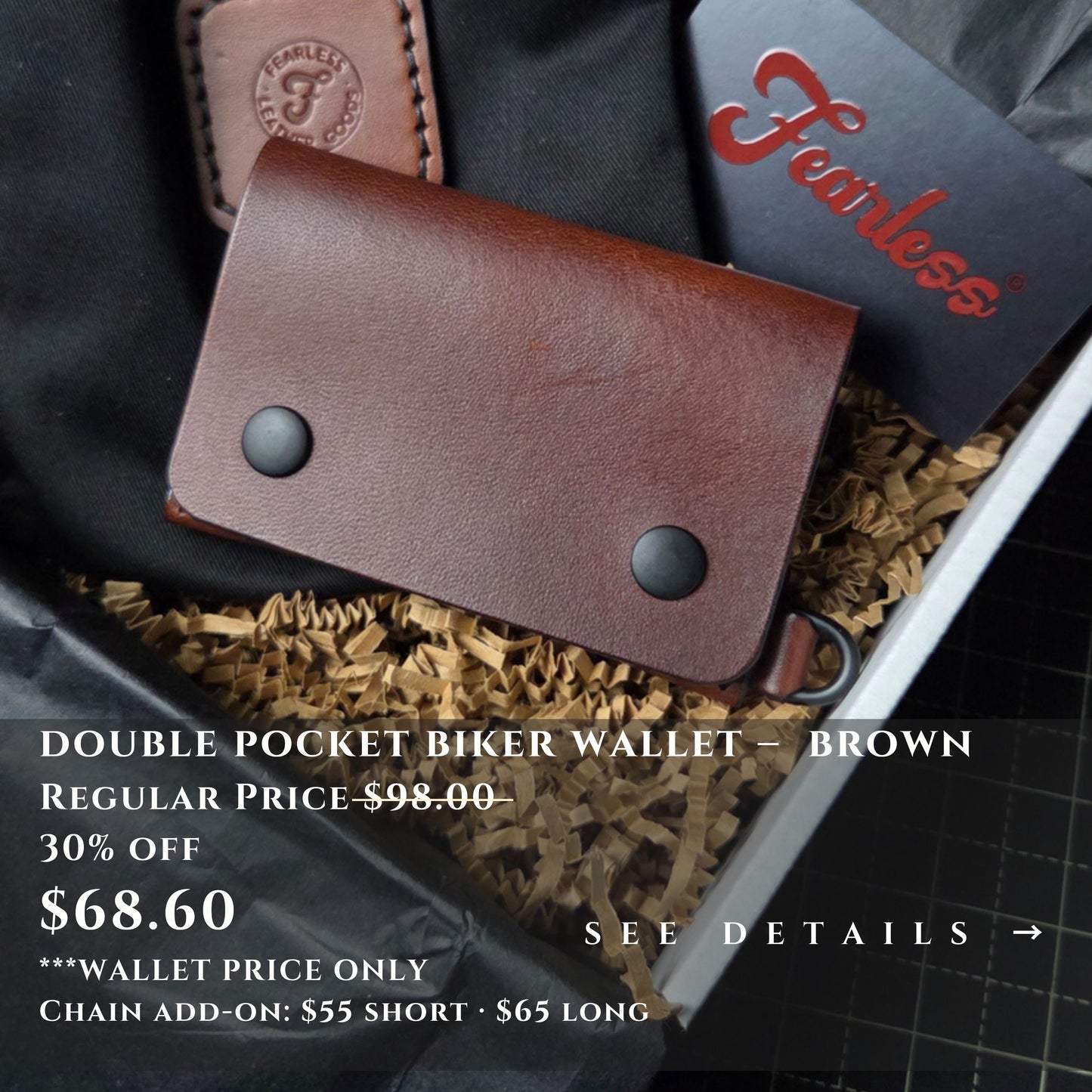 DOUBLE-POCKET BIKER WALLET - Ready to Ship Special Pricing