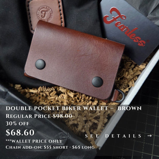 DOUBLE-POCKET BIKER WALLET - Ready to Ship Special Pricing