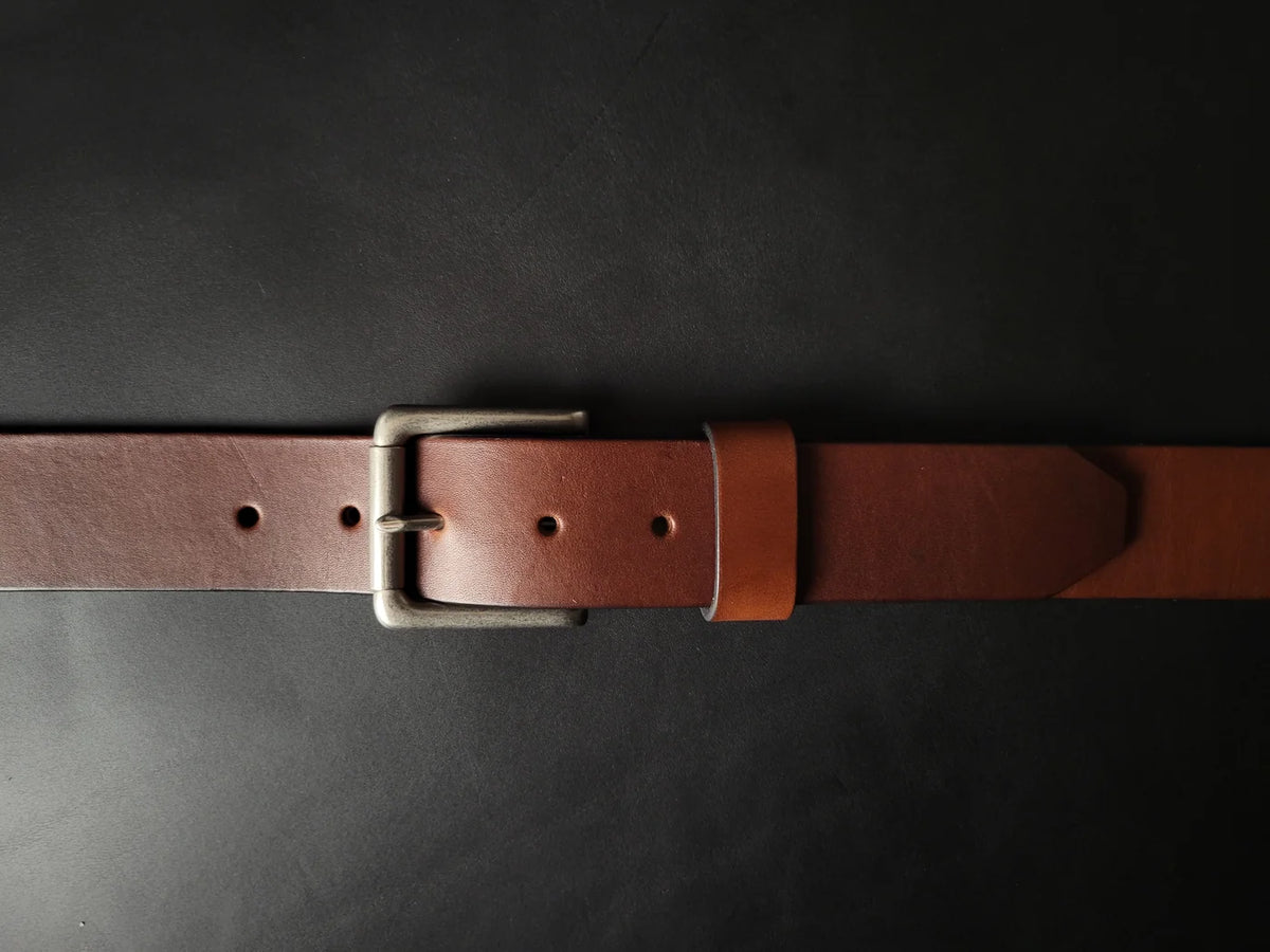 1.5" CHICAGO SCREW LEATHER BELT - nickel matte buckle