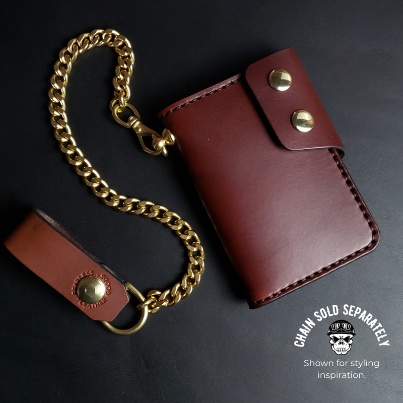 6 Pocket Biker Wallet – Brown / Natural Brass