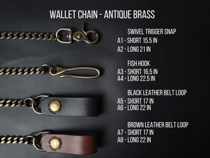 6 Pocket Biker Wallet – Brown / Antique Brass