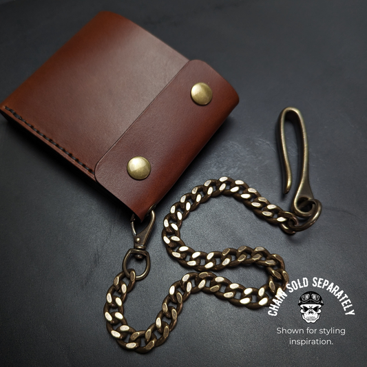 CLASSIC BIKER WALLET  - brown leather/Swivel Chain Connector