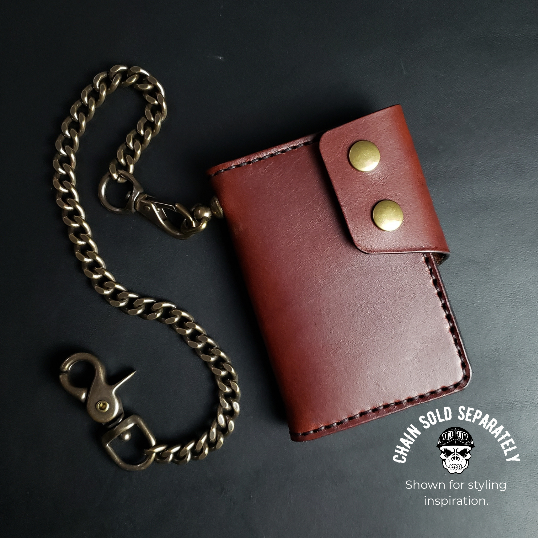 6 Pocket Biker Wallet – Brown / Antique Brass