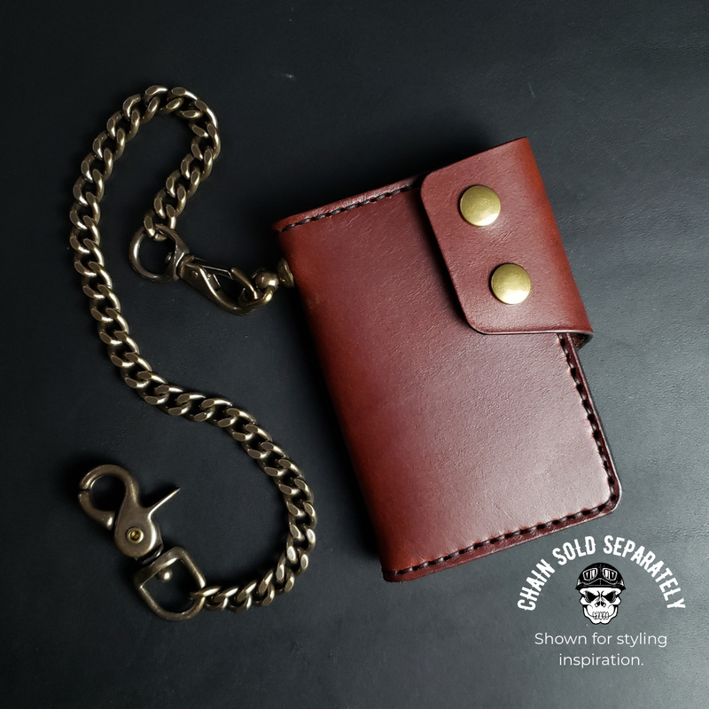 6 Pocket Biker Wallet – Brown / Antique Brass