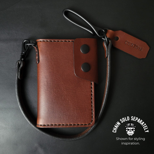 6 POCKET BIKER WALLET - brown leather/D-ring
