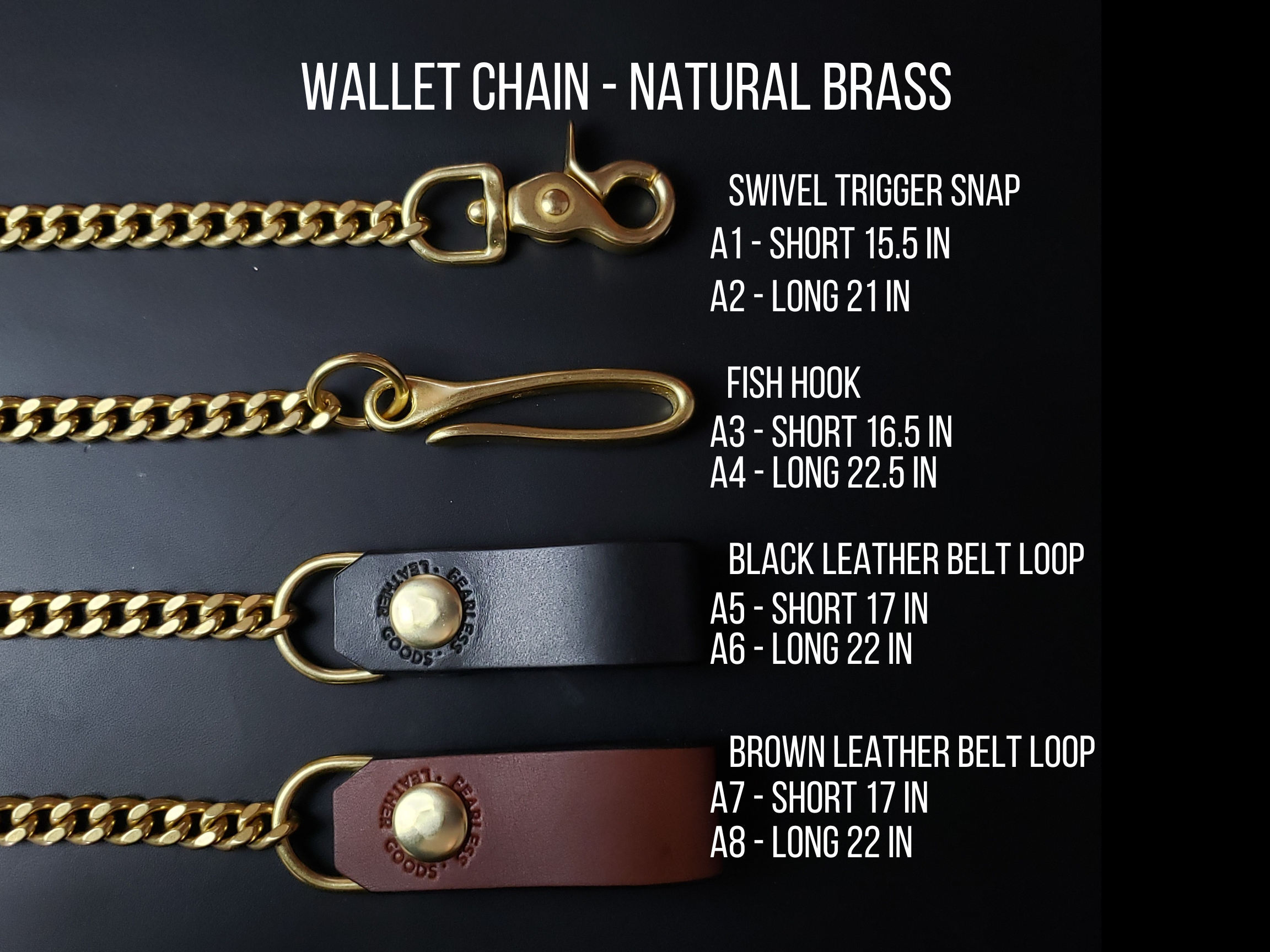 6 Pocket Biker Wallet – Brown / Natural Brass