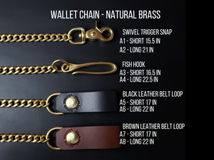 6 Pocket Biker Wallet – Brown / Natural Brass