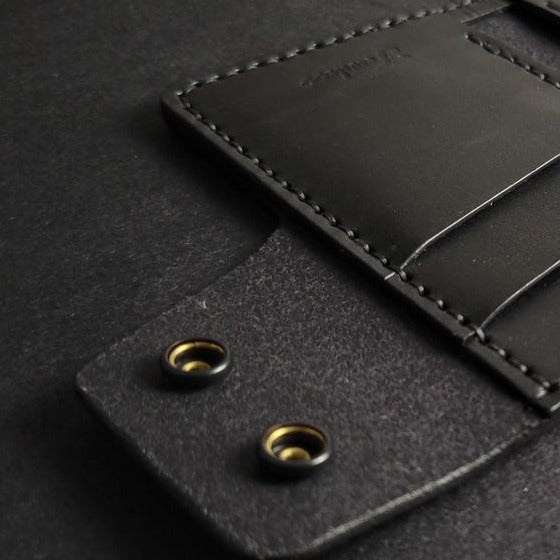 6 POCKET BIKER WALLET - black leather/D-ring