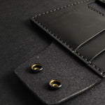 Load image into Gallery viewer, 6 POCKET BIKER WALLET - black leather/D-ring
