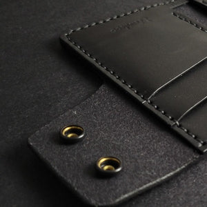 6 POCKET BIKER WALLET - black leather/D-ring