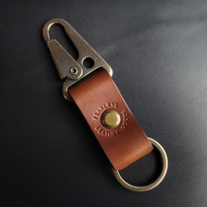 BROWN LEATHER KEYRING - antique brass hardware