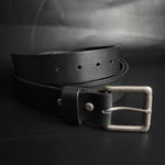 Load image into Gallery viewer, BLACK LEATHER BELT - nickel matte buckle
