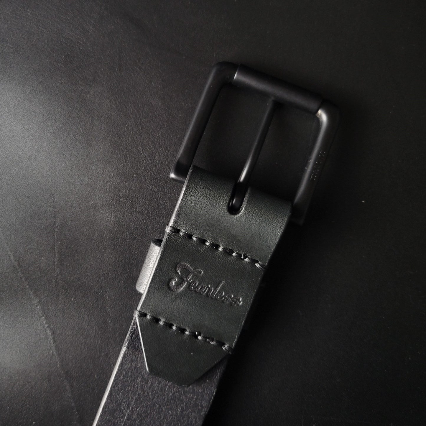 stitched ALL BLACK LEATHER BELT