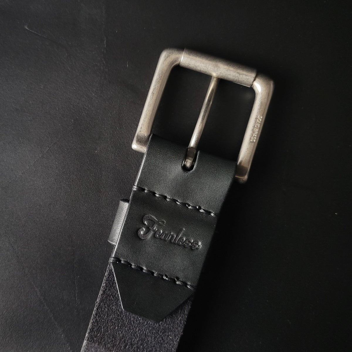 1.5" STITCHED LEATHER BELT - nickel matte buckle