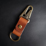 Load image into Gallery viewer, BROWN LEATHER KEYRING - antique brass hardware
