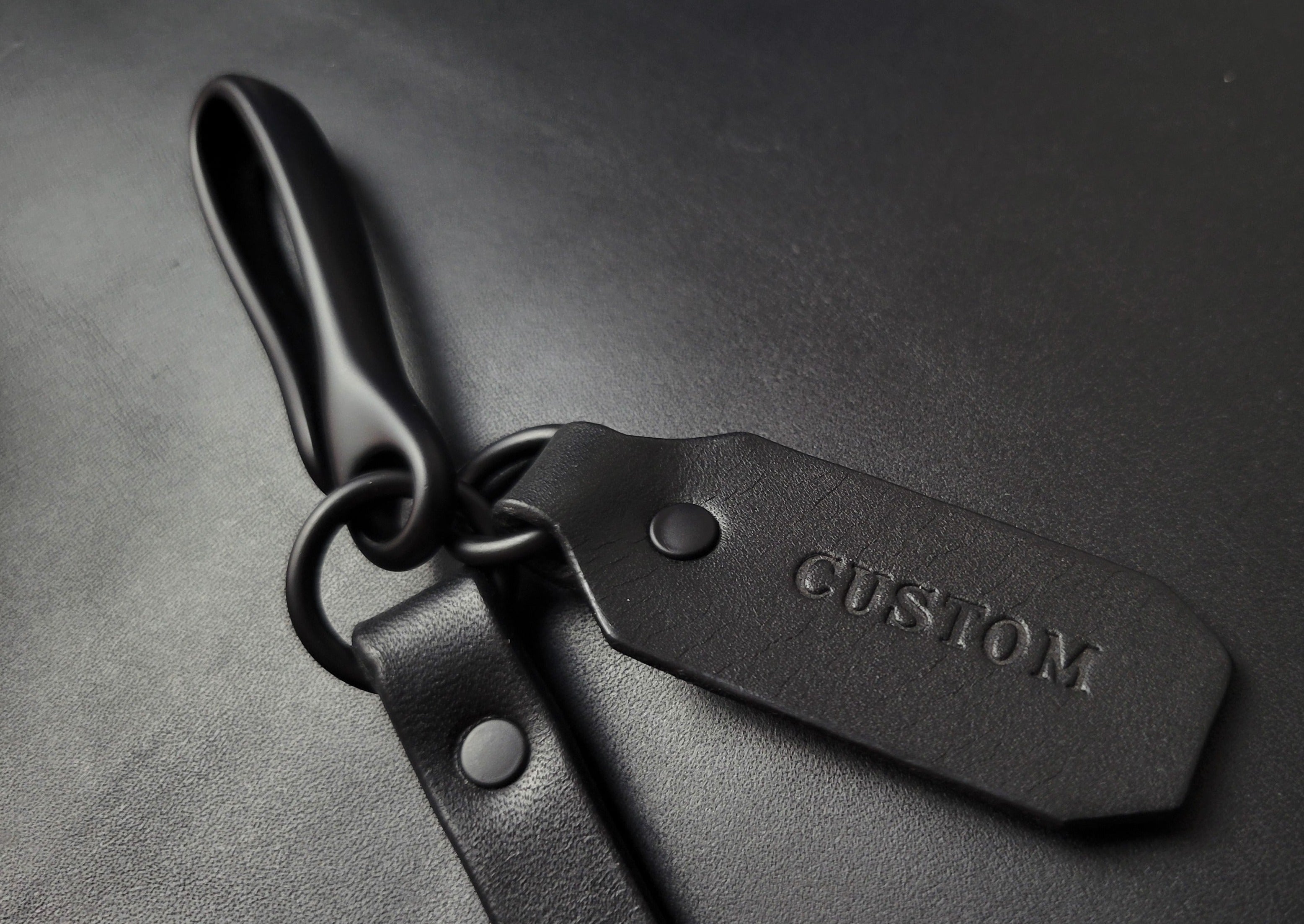 BLACK LEATHER STRAP WALLET CHAIN - Nickel Plate