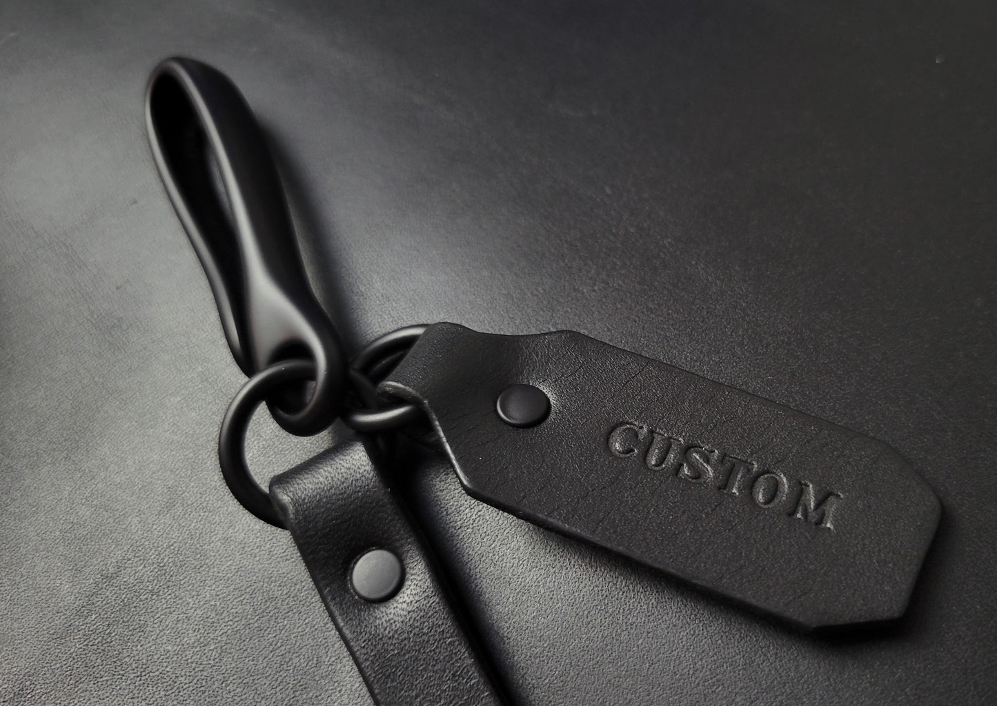BLACK LEATHER WALLET CHAIN - Nickel Plate