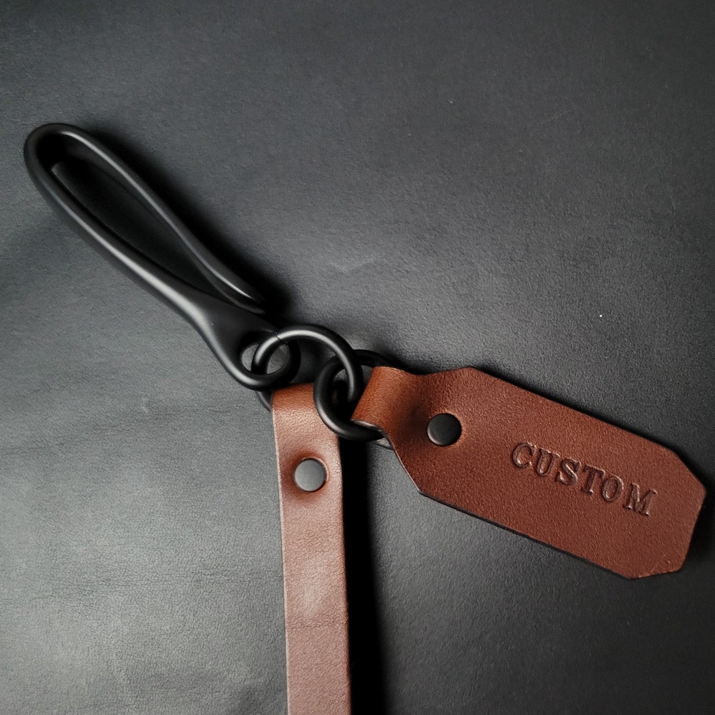BROWN LEATHER WALLET CHAIN - Nickel Plate