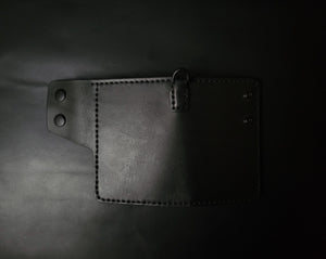 6 POCKET BIKER WALLET - black leather/D-ring