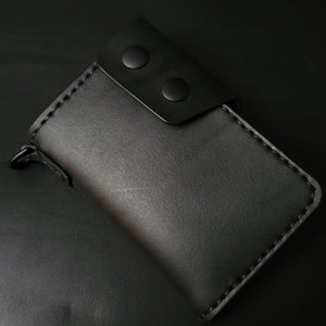 6 POCKET BIKER WALLET - black leather/D-ring