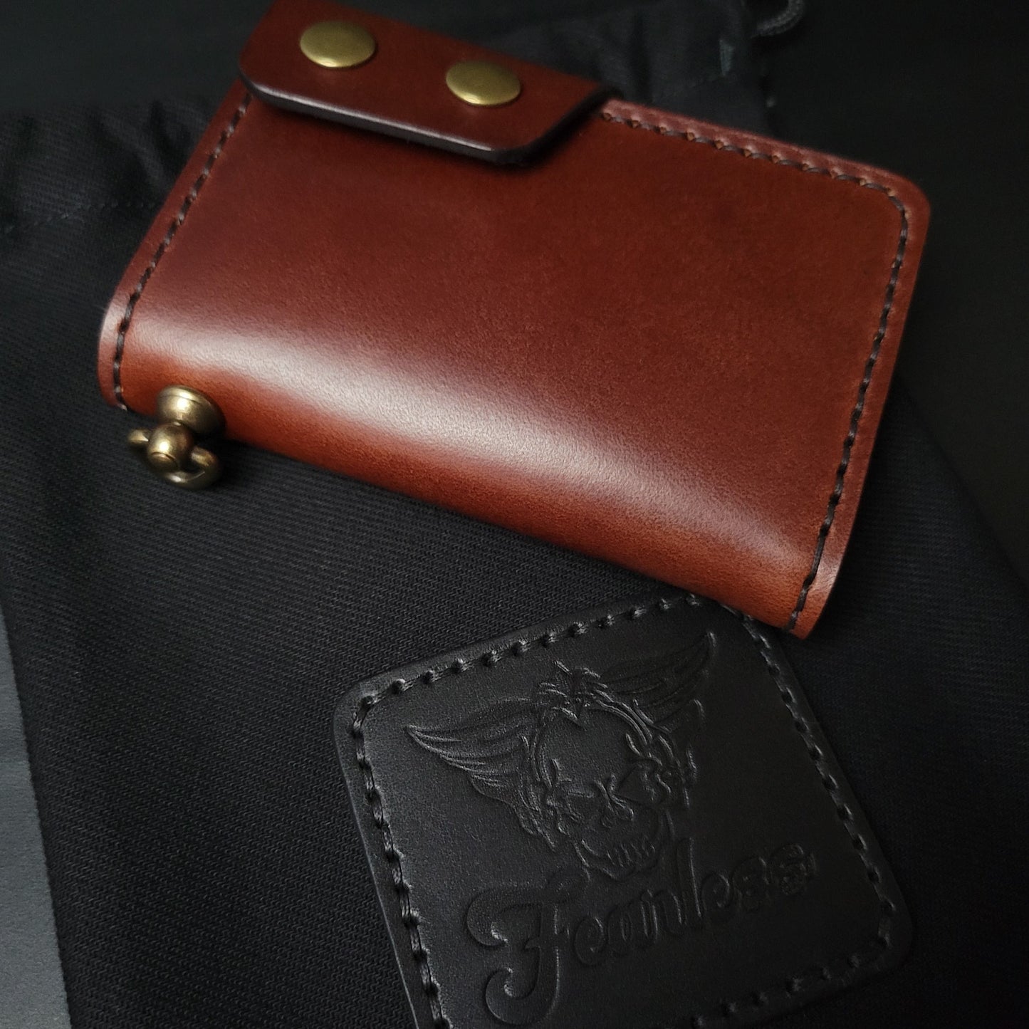 6 Pocket Biker Wallet – Brown / Antique Brass