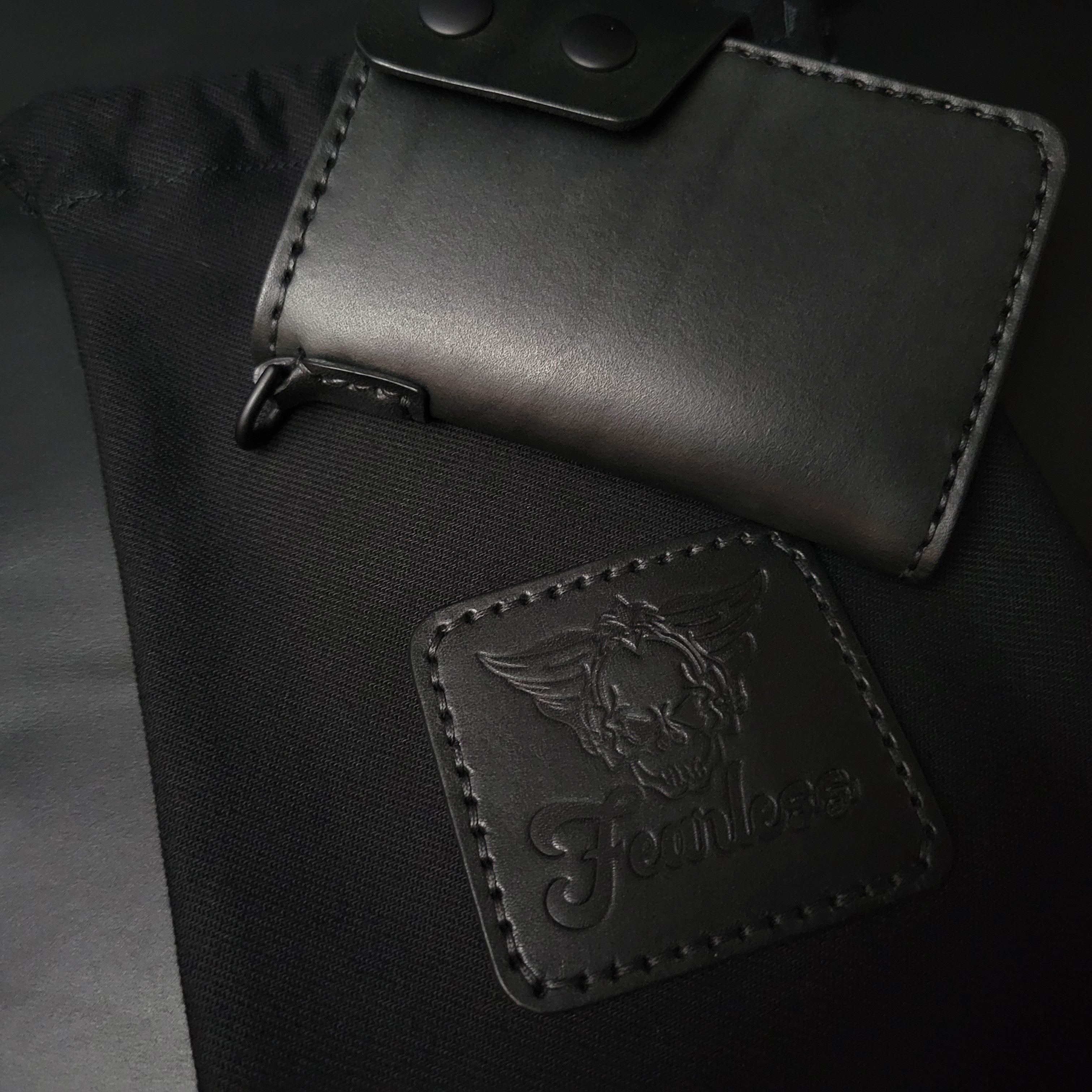 6 POCKET BIKER WALLET - black leather/D-ring