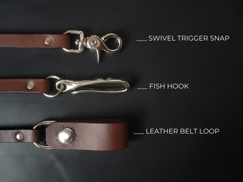 BROWN LEATHER WALLET CHAIN - Nickel Plate