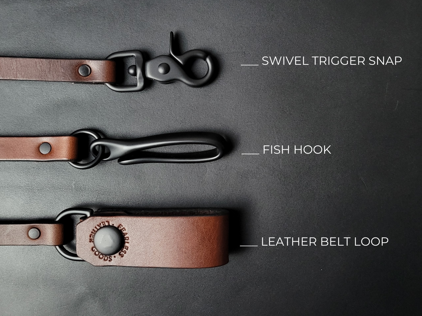 BROWN LEATHER WALLET CHAIN - black matte