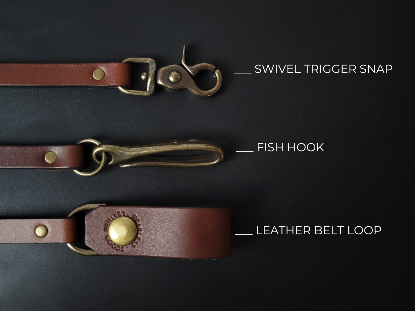 BROWN LEATHER WALLET CHAIN - antique brass