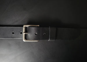 BLACK LEATHER BELT - nickel matte buckle