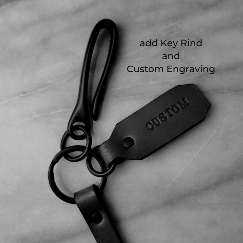 BLACK LEATHER WALLET CHAIN - Nickel Plate