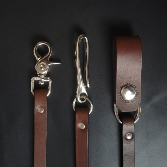 BROWN LEATHER WALLET CHAIN - Nickel Plate
