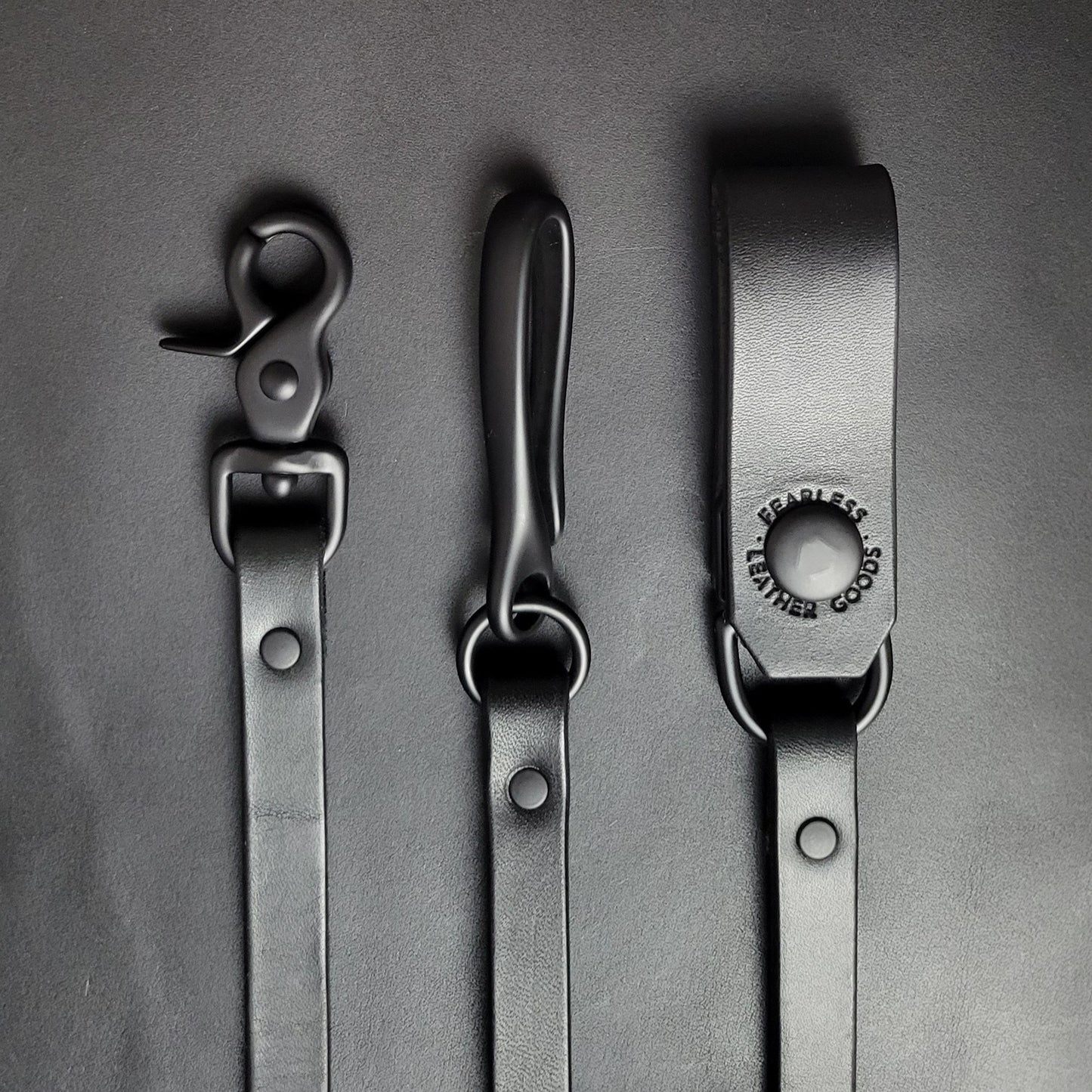 BLACK LEATHER WALLET CHAIN - all Black