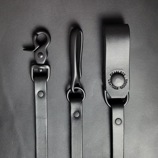 BLACK LEATHER WALLET CHAIN - all Black